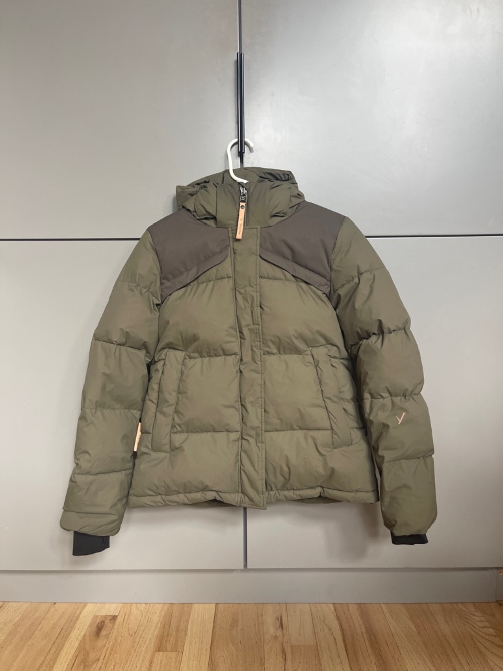 Indyeva Olive Green Hooded Puffer Winter Jacket with Removable Hoodie
